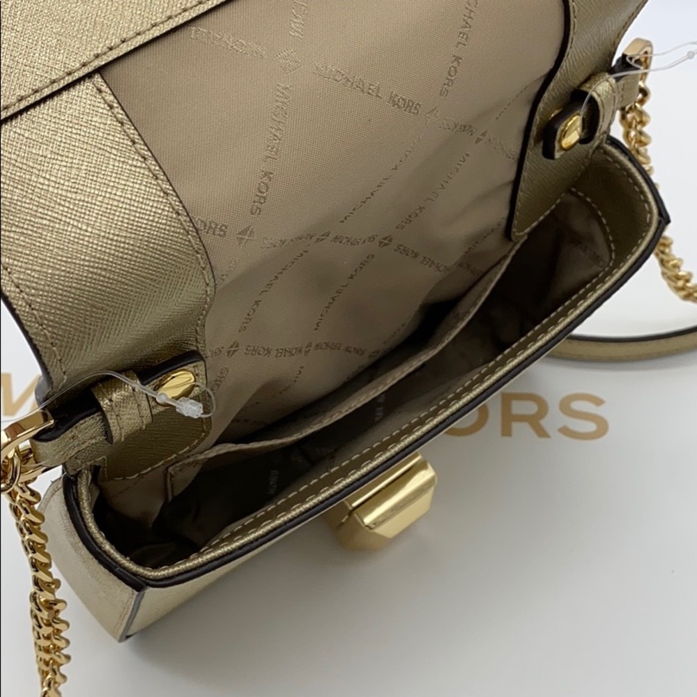 MICHAEL KORS LUNA SMALL CLUTCH XBODY PALE GOLD - Picture 11 of 14